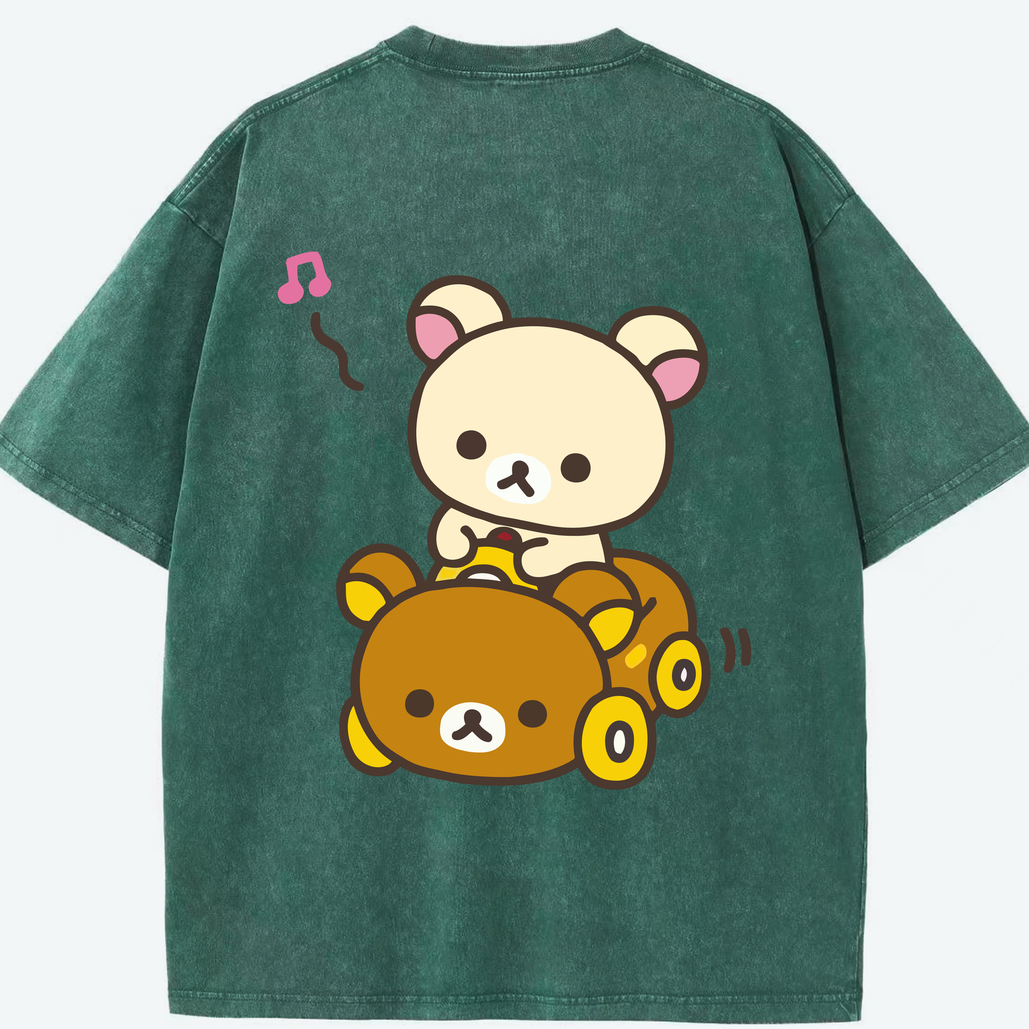 （画像用） リラックマ リラックマ キイロイトリ Rilakkuma Korilakkuma Kiiroitori 綿100% ヴィンテージ風 半袖Tシャツ（背面プリント）
